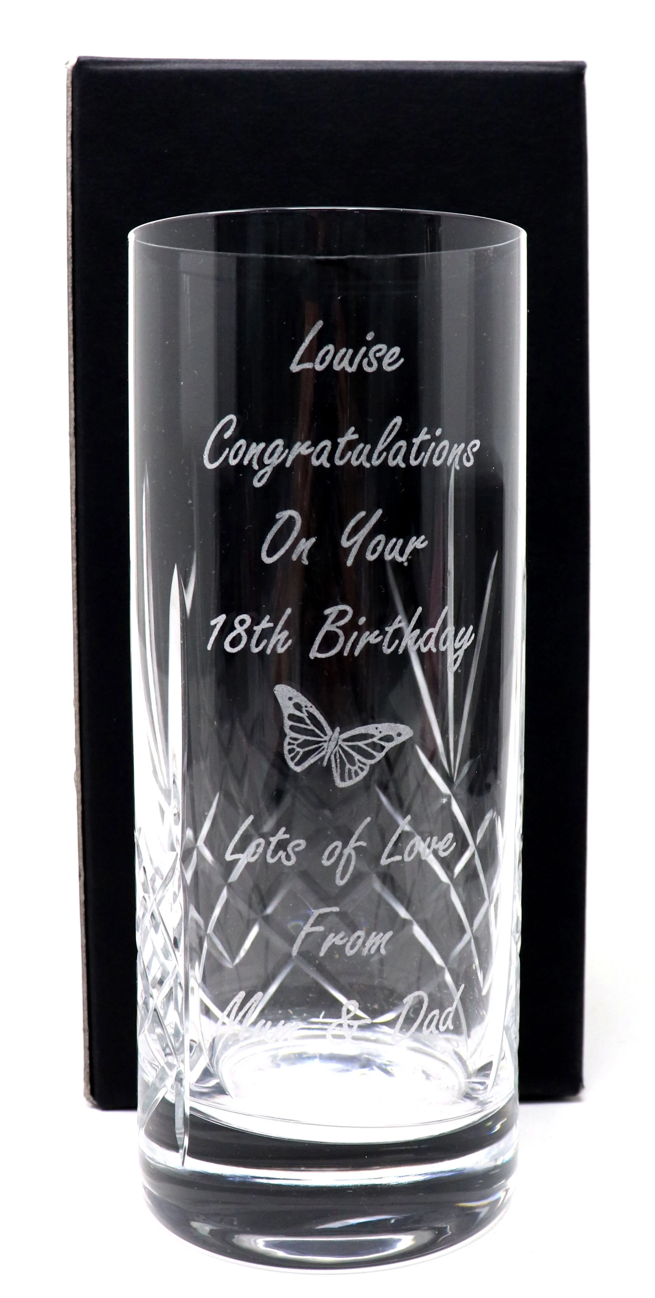 Personalised Engraved Crystal Highball Glass - Birthday Design - Image 3