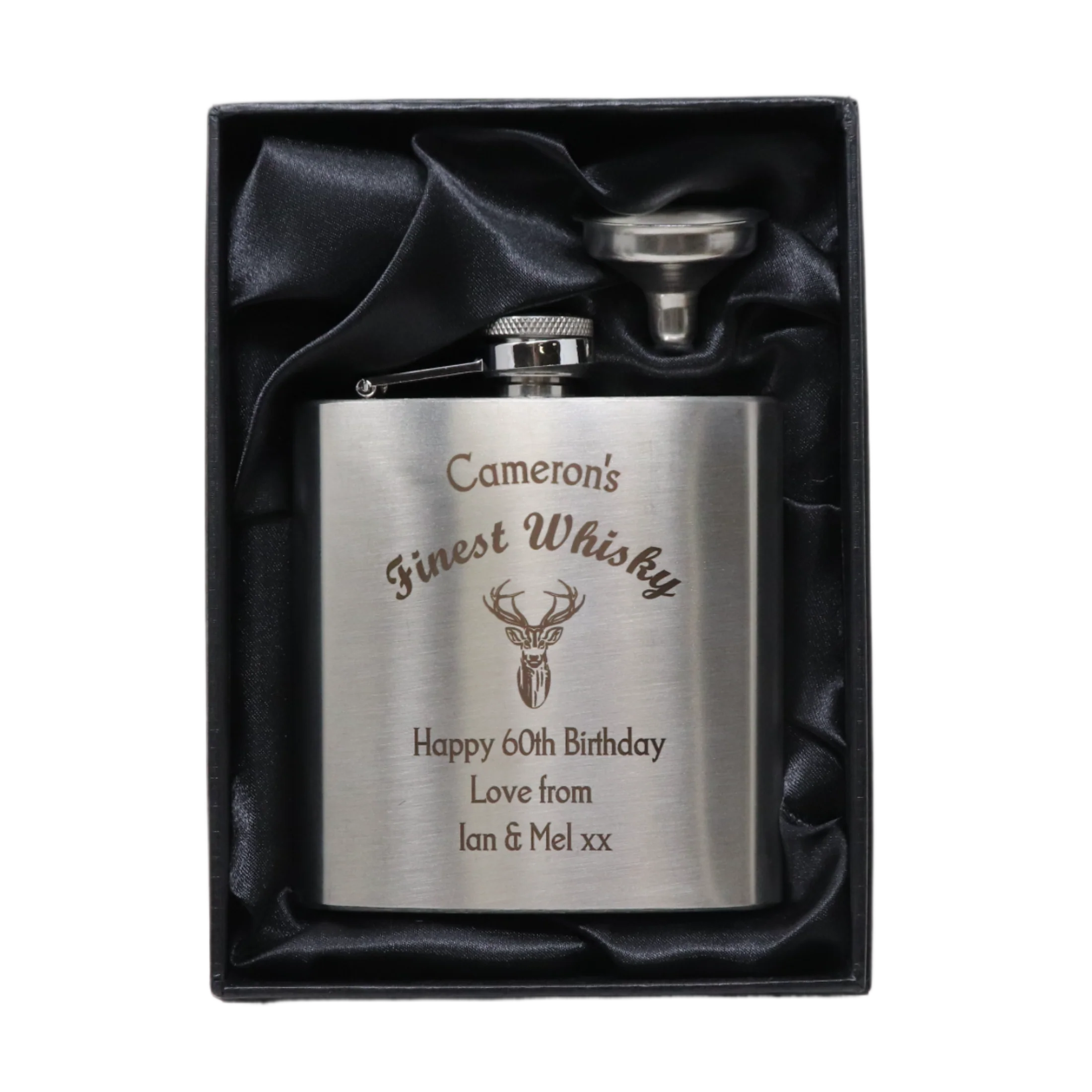 Personalised Silver Hip Flask - Finest Whisky Design - Image 2