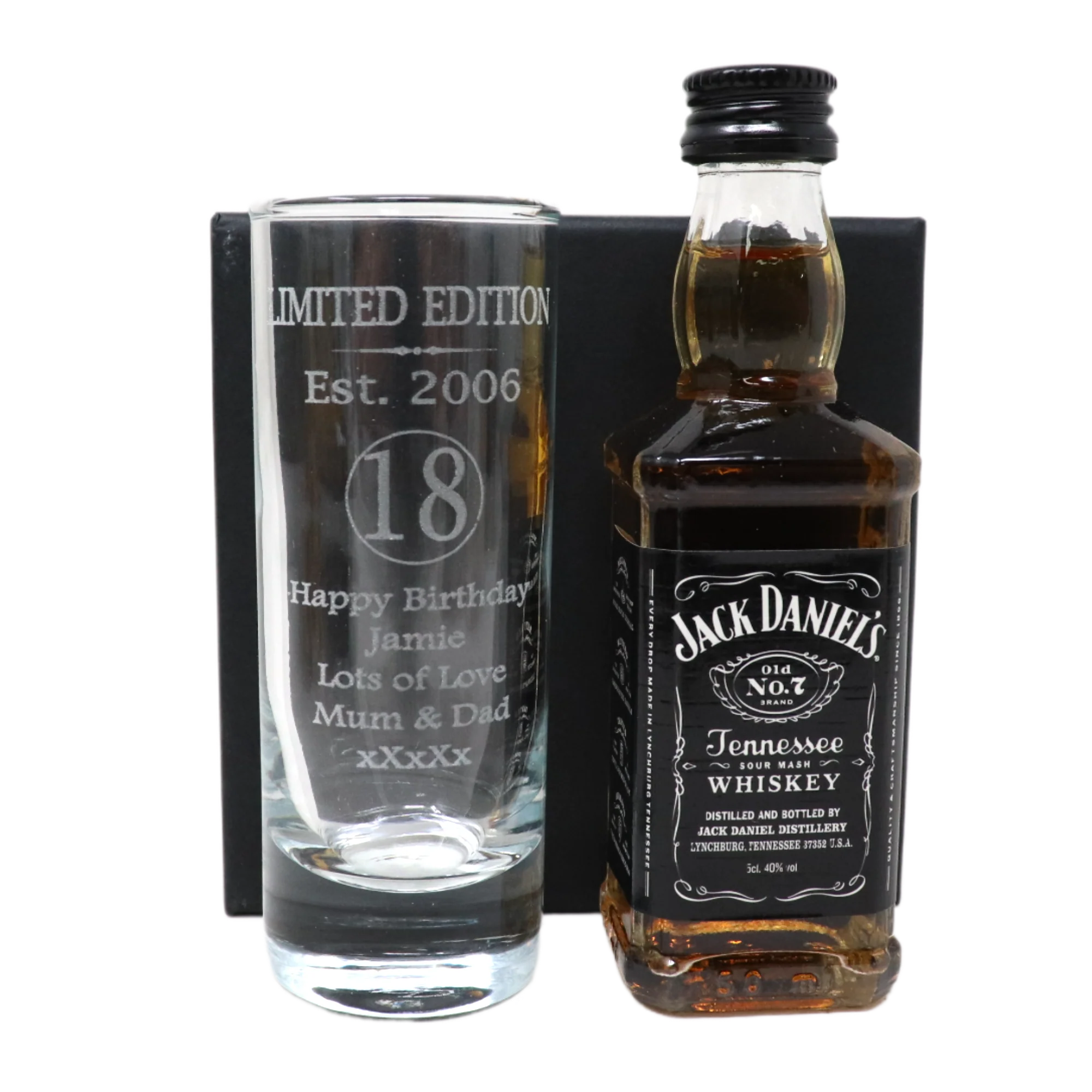 Personalised 18th Birthday Est 2006 Limited Edition Shot Glass & Miniature Alcohol Bottle - Image 4