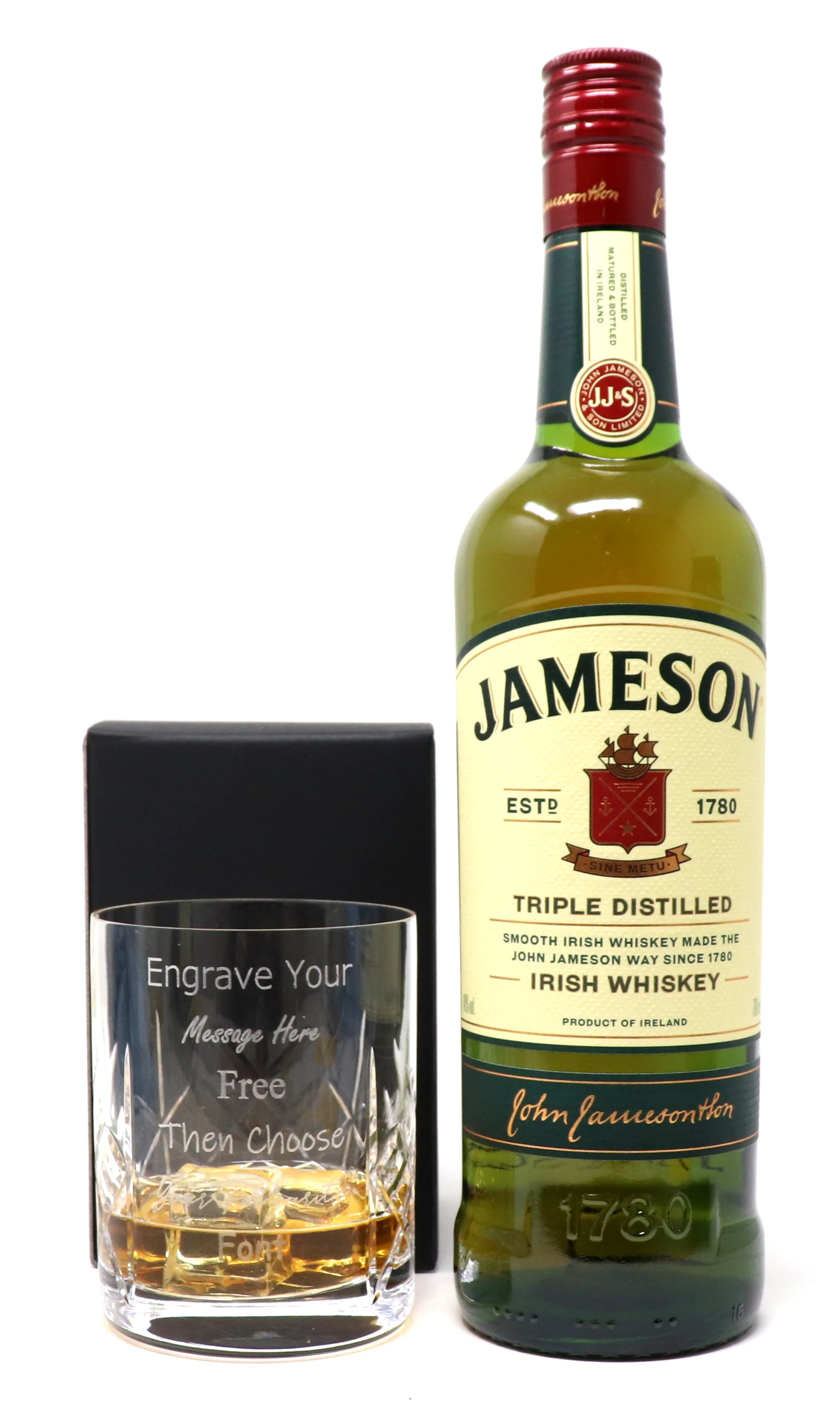 Personalised Crystal Glass Tumbler & 70cl Jameson Irish Whisky