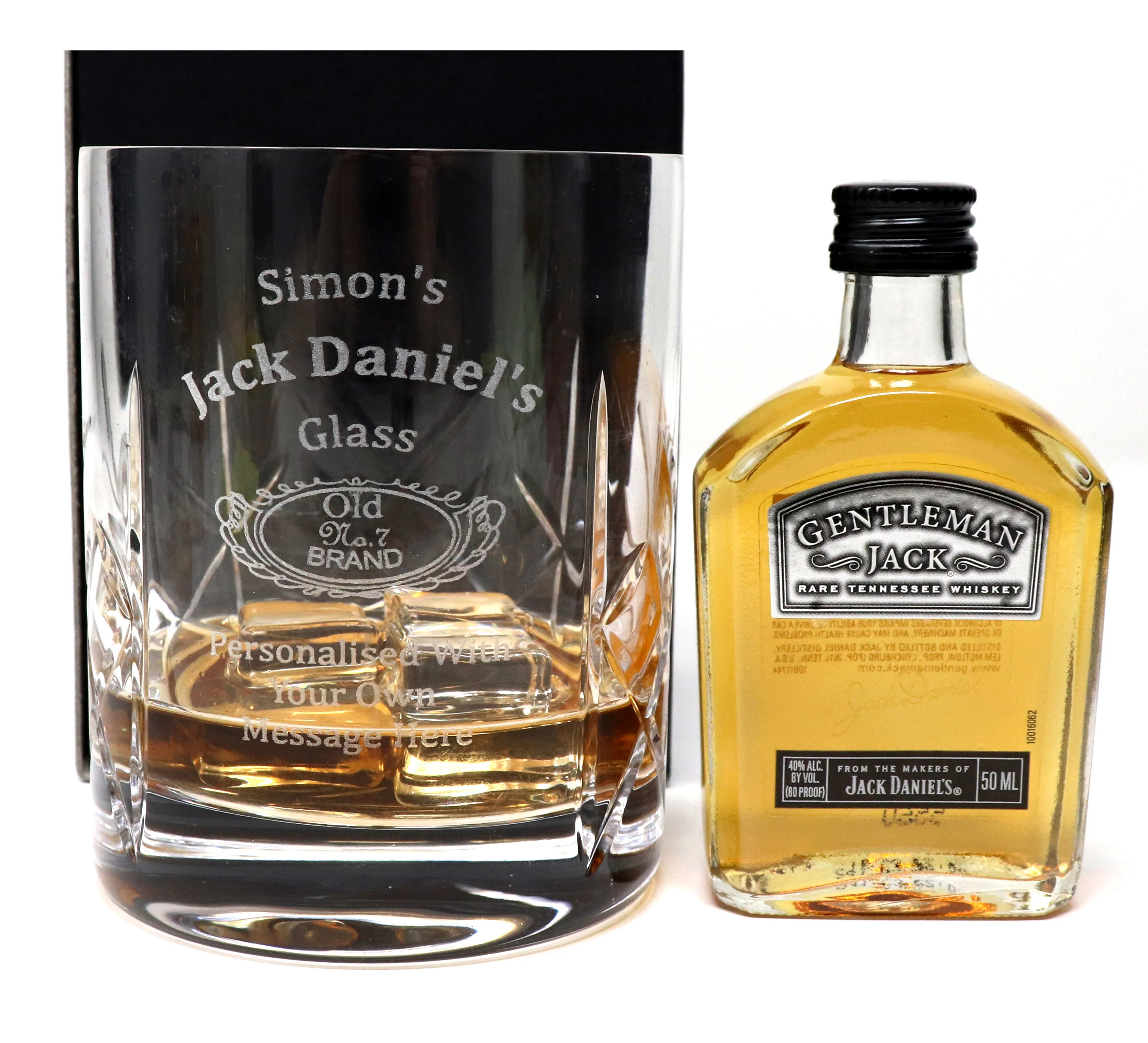 Personalised Crystal Glass Tumbler & Miniature - Jack Daniels Design - Image 3