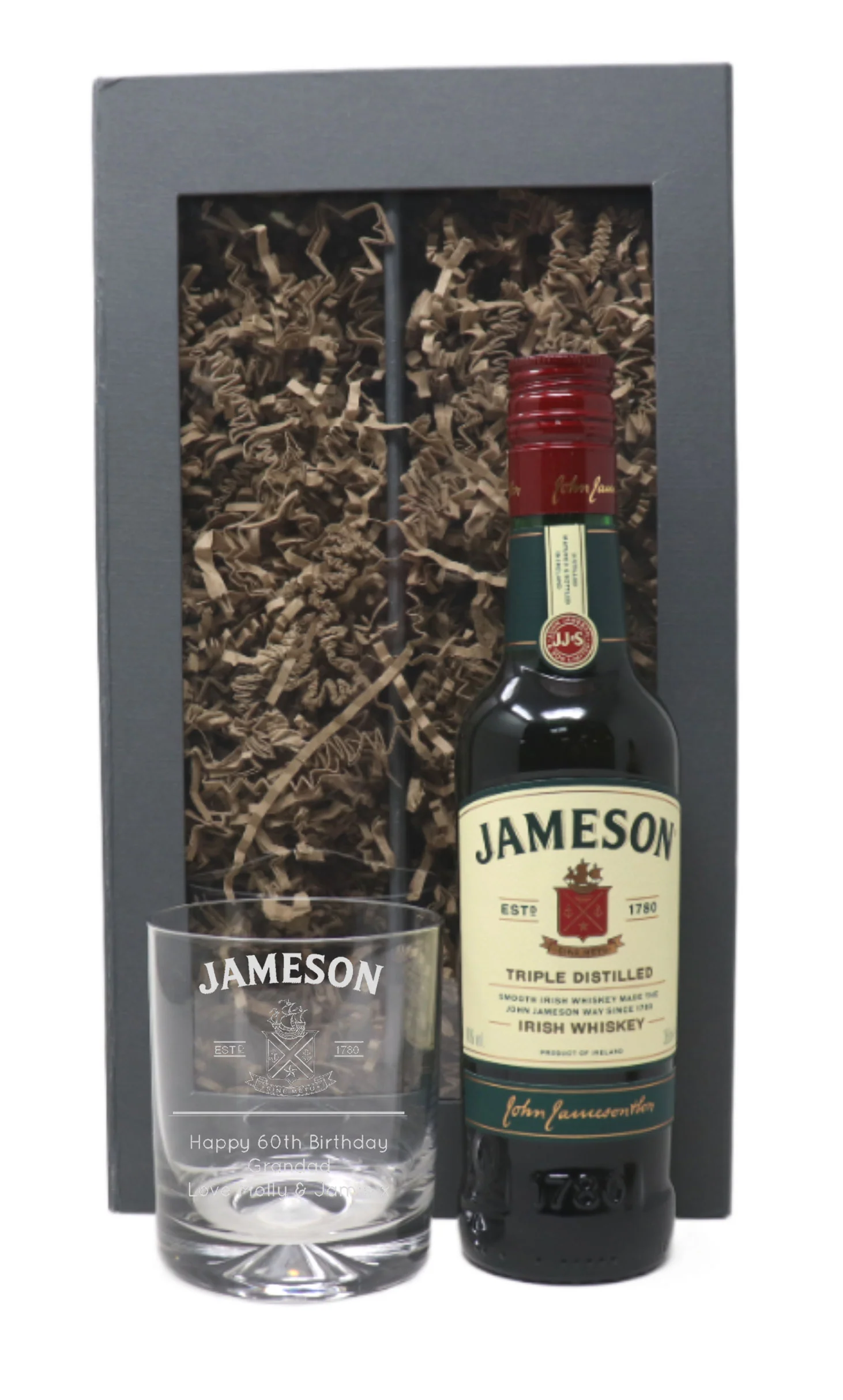 Personalised Glass Tumbler & 35cl Jameson - Label Design - Image 2