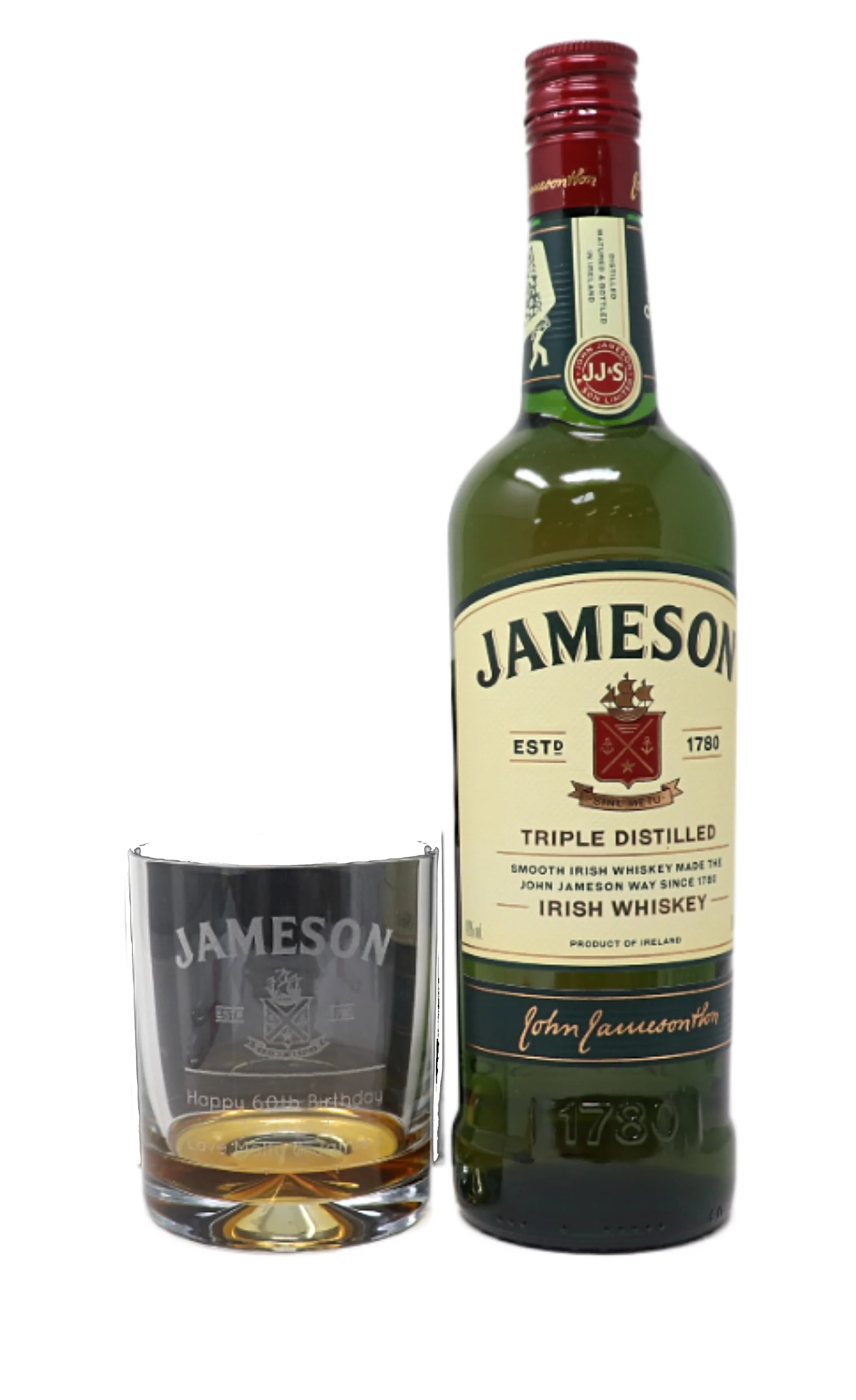 Personalised Glass Tumbler & 70cl Jameson Irish Whiskey - Label Design - Image 5