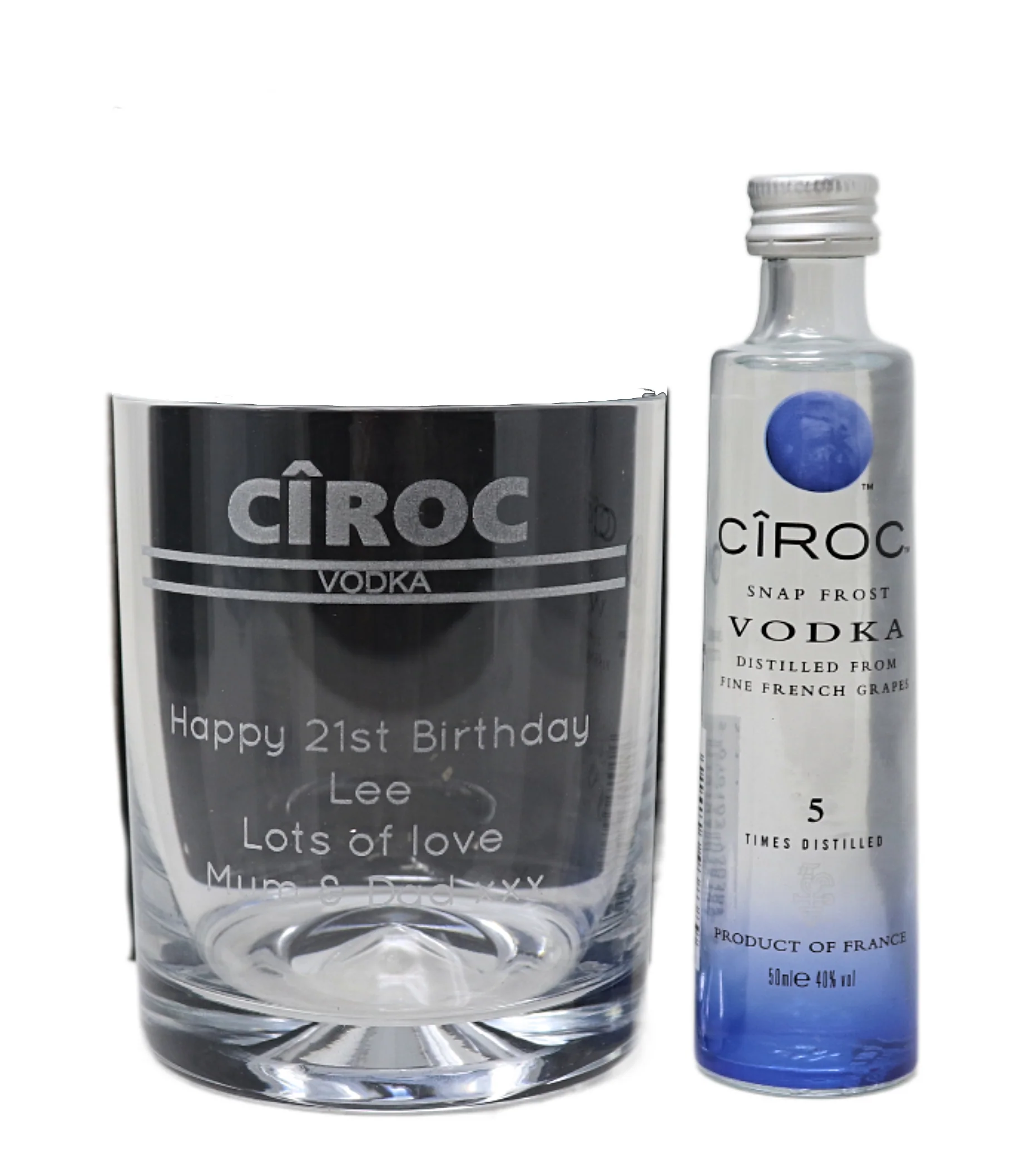 Personalised Glass Tumbler & Miniature - Ciroc Banner Design - Image 5