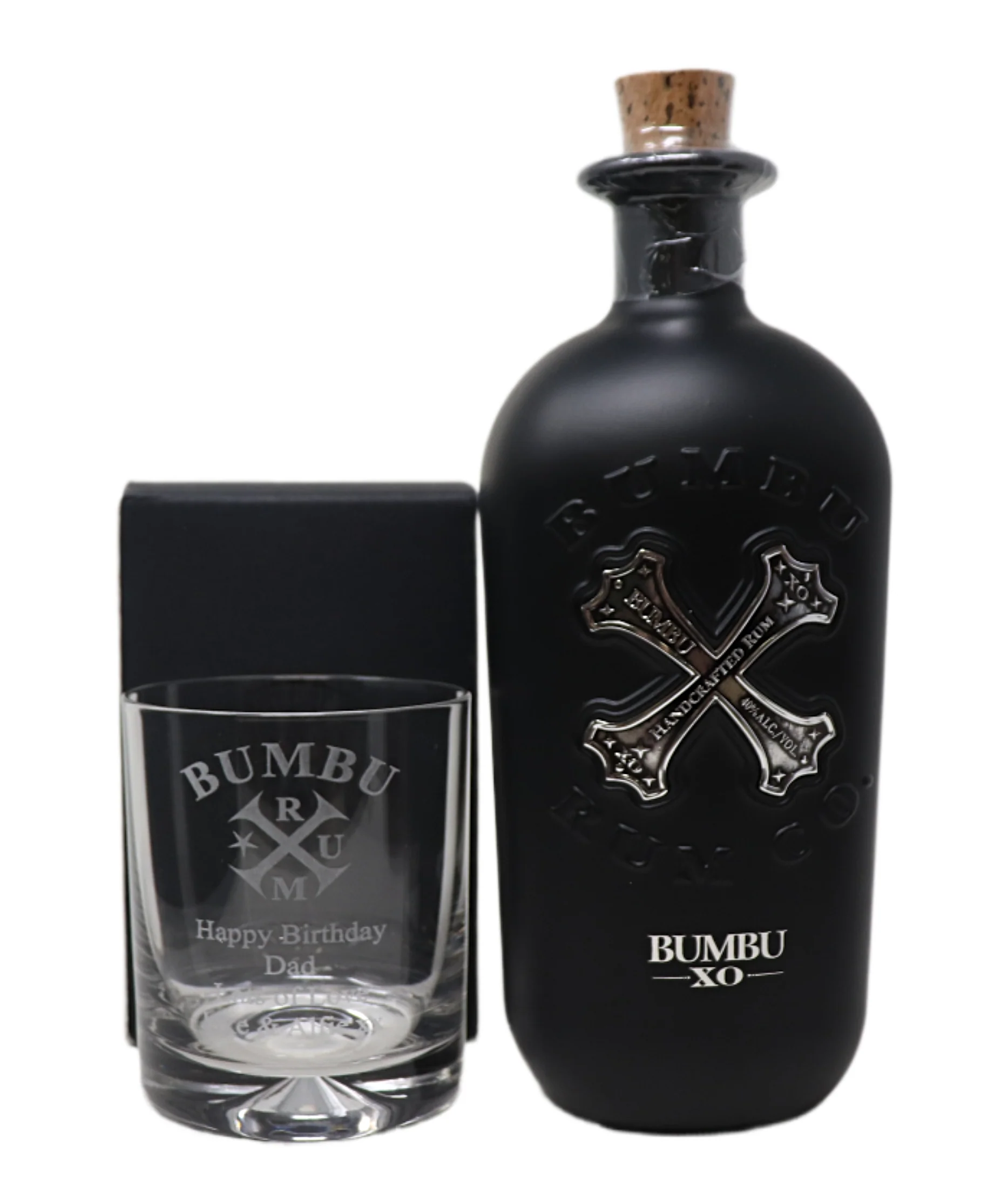 Personalised Glass Tumbler & 70cl Bumbu - Bumbu Rum Design - Image 3