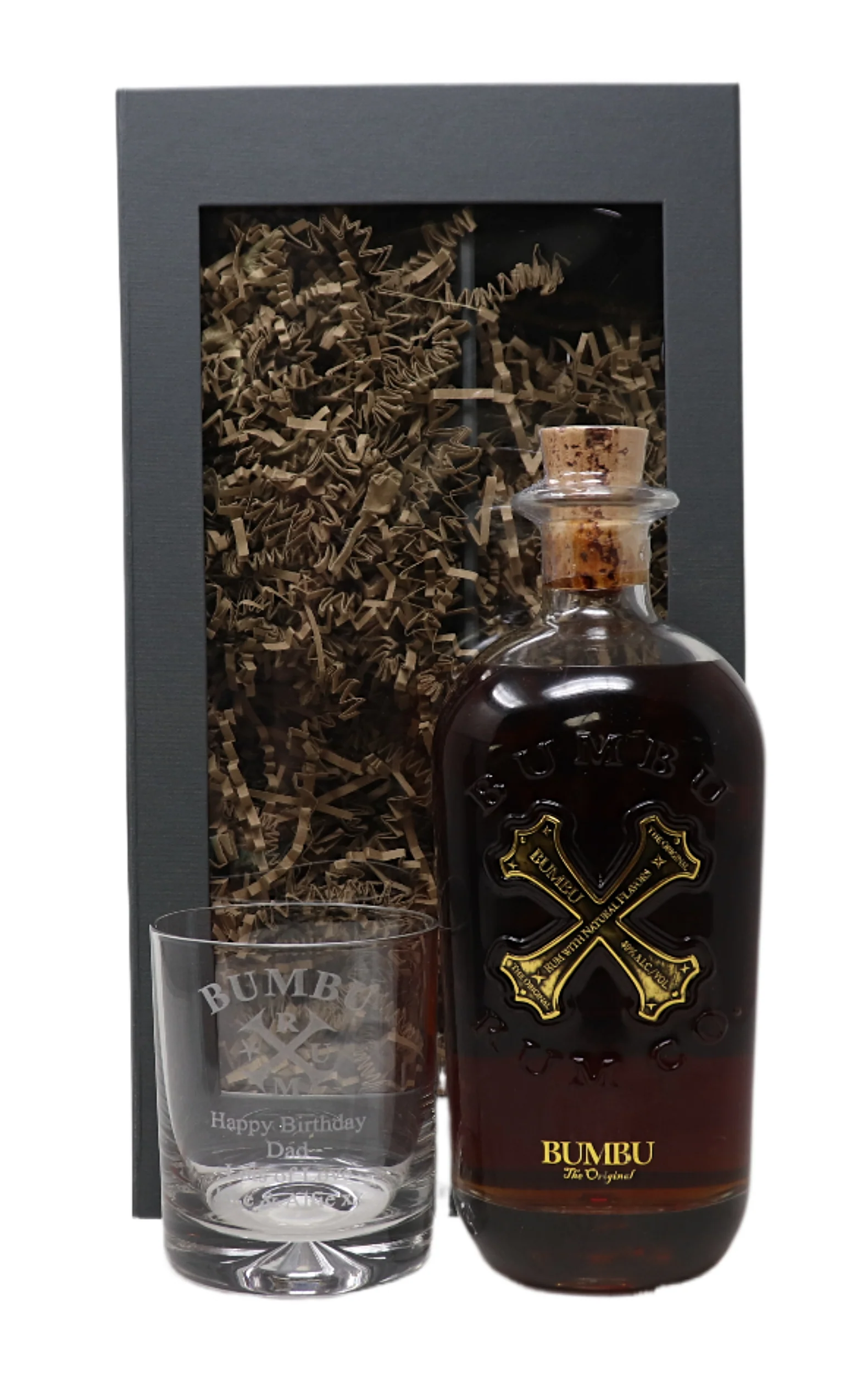 Personalised Glass Tumbler & 70cl Bumbu - Bumbu Rum Design - Image 4