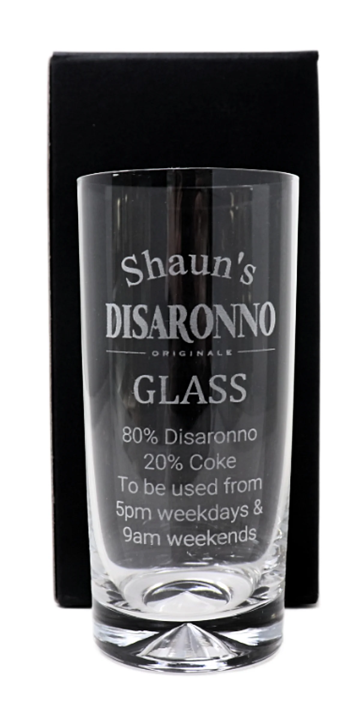 Personalised Engraved Highball Glass & Miniature Alcohol Gift Set  - Disaronno % Design - Image 5