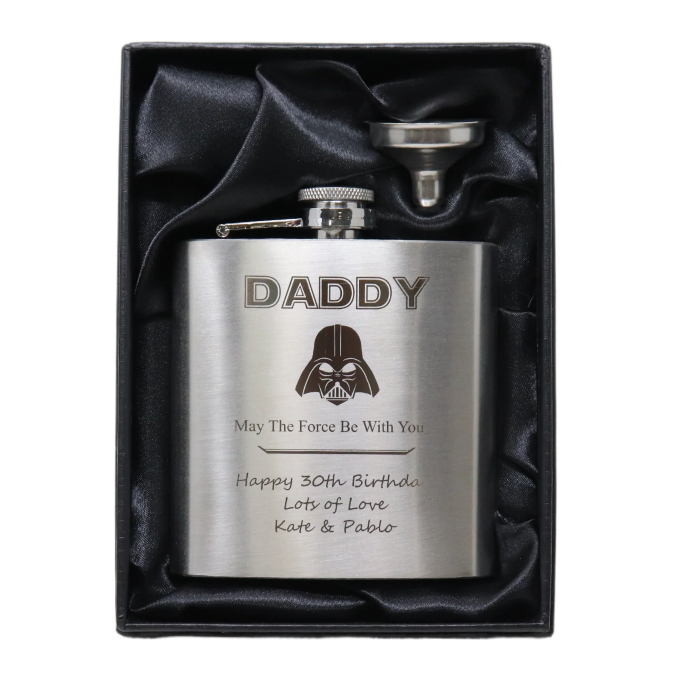 Personalised Silver Hip Flask - Stars Wars Darth Vader Design - Image 2