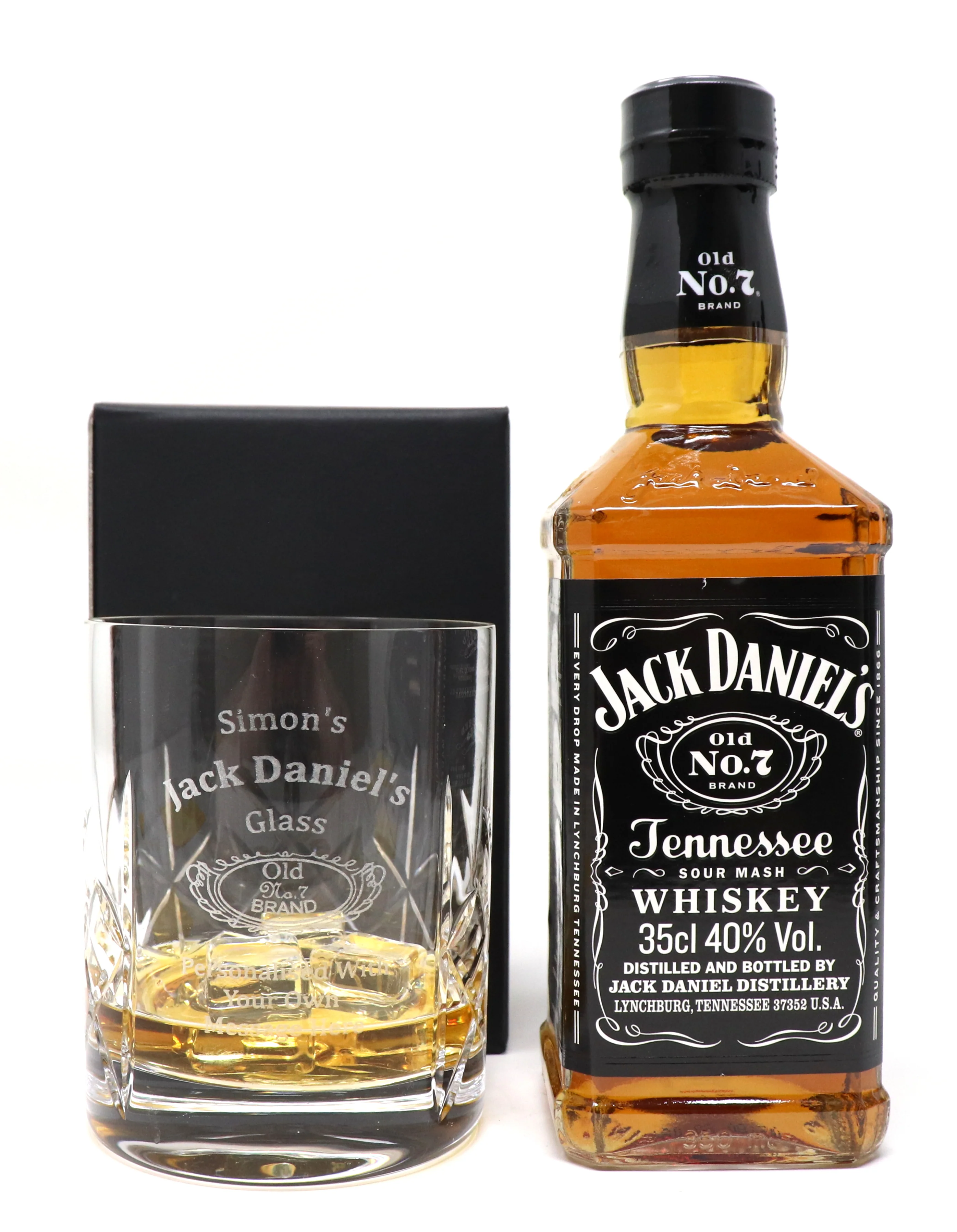 Personalised Crystal Glass Tumbler & 35cl Jack Daniels - Jack Daniels Design