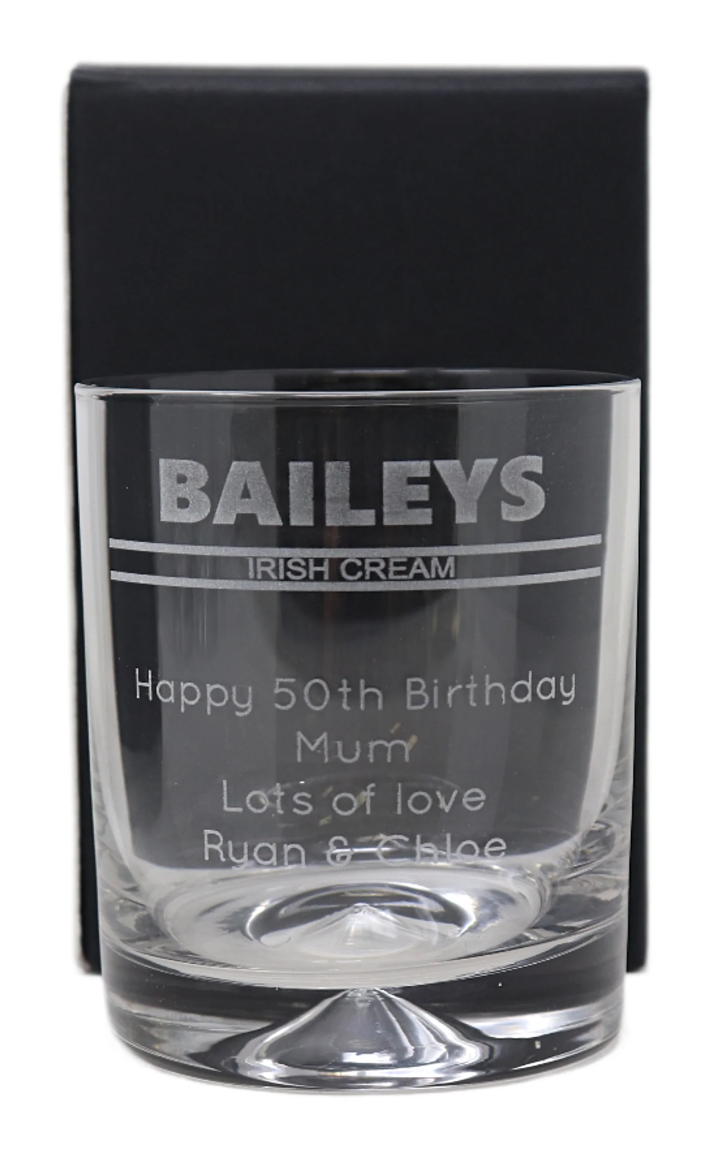 Personalised Glass Tumbler & Miniature - Baileys Banner Design - Image 3