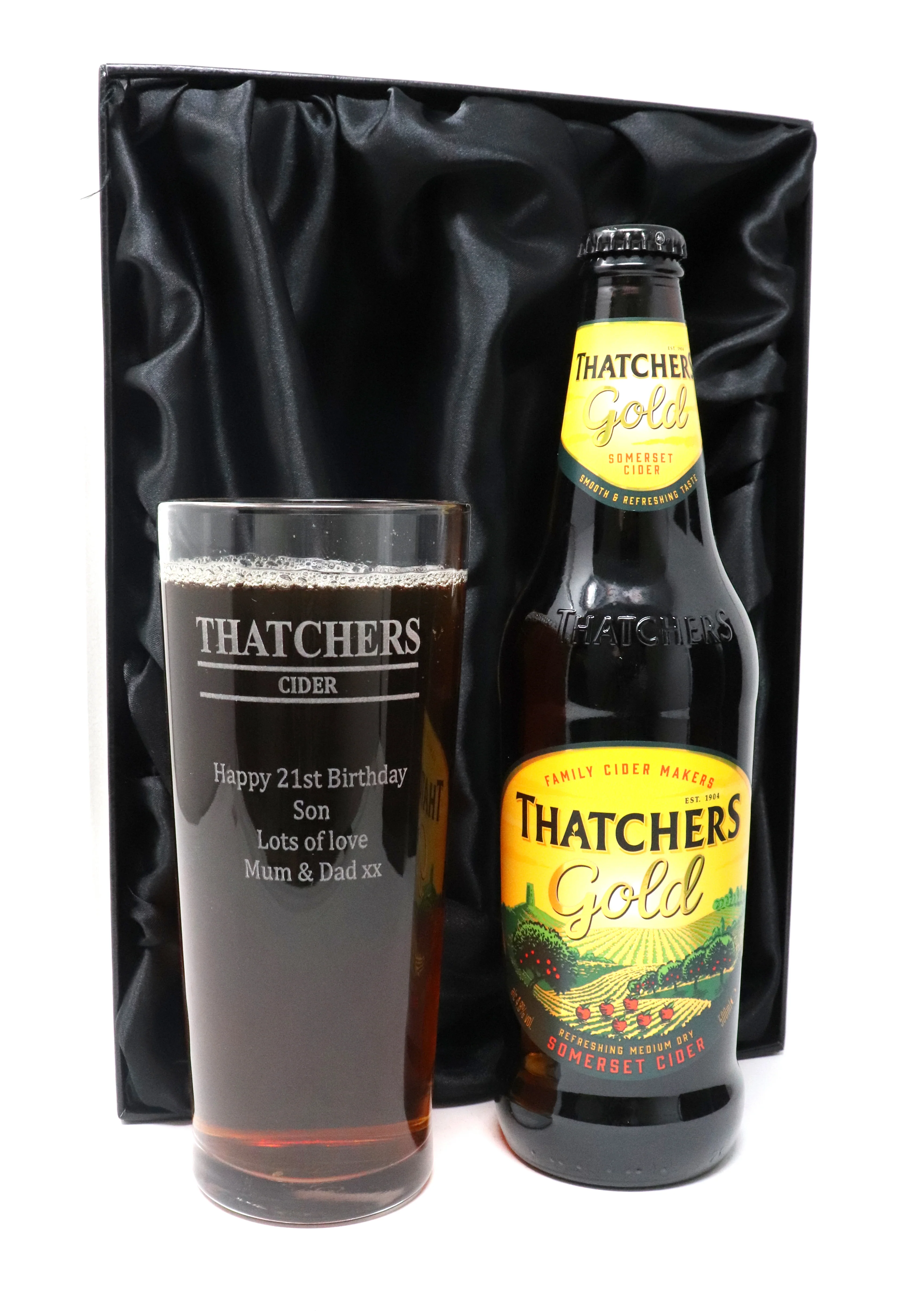 Personalised Pint Glass & Cider Gift Set - Thatchers Cider Design - Image 5
