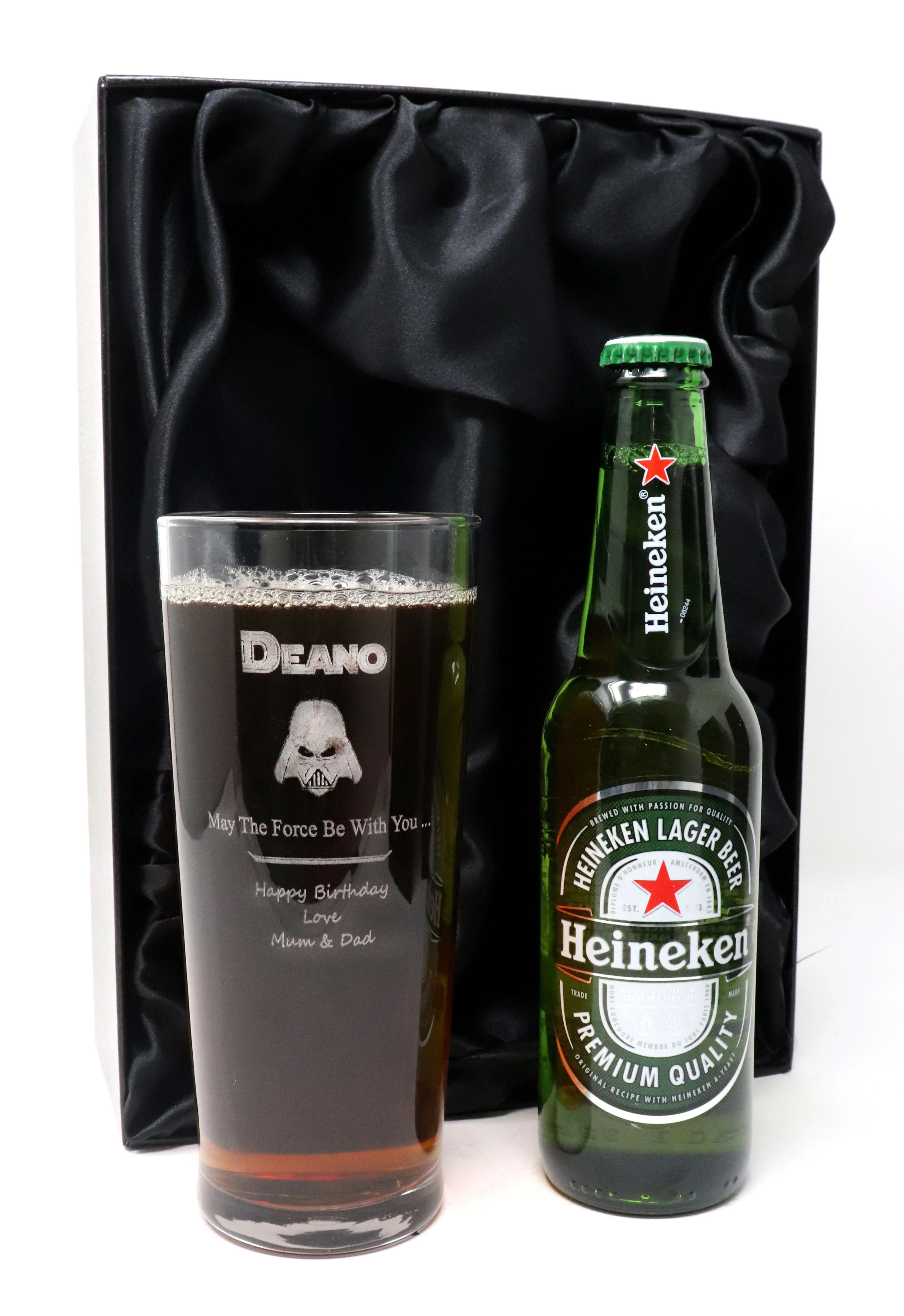 Personalised Pint Glass & Beer/Cider Gift Set - Star Wars Darth Vader Design - Image 4