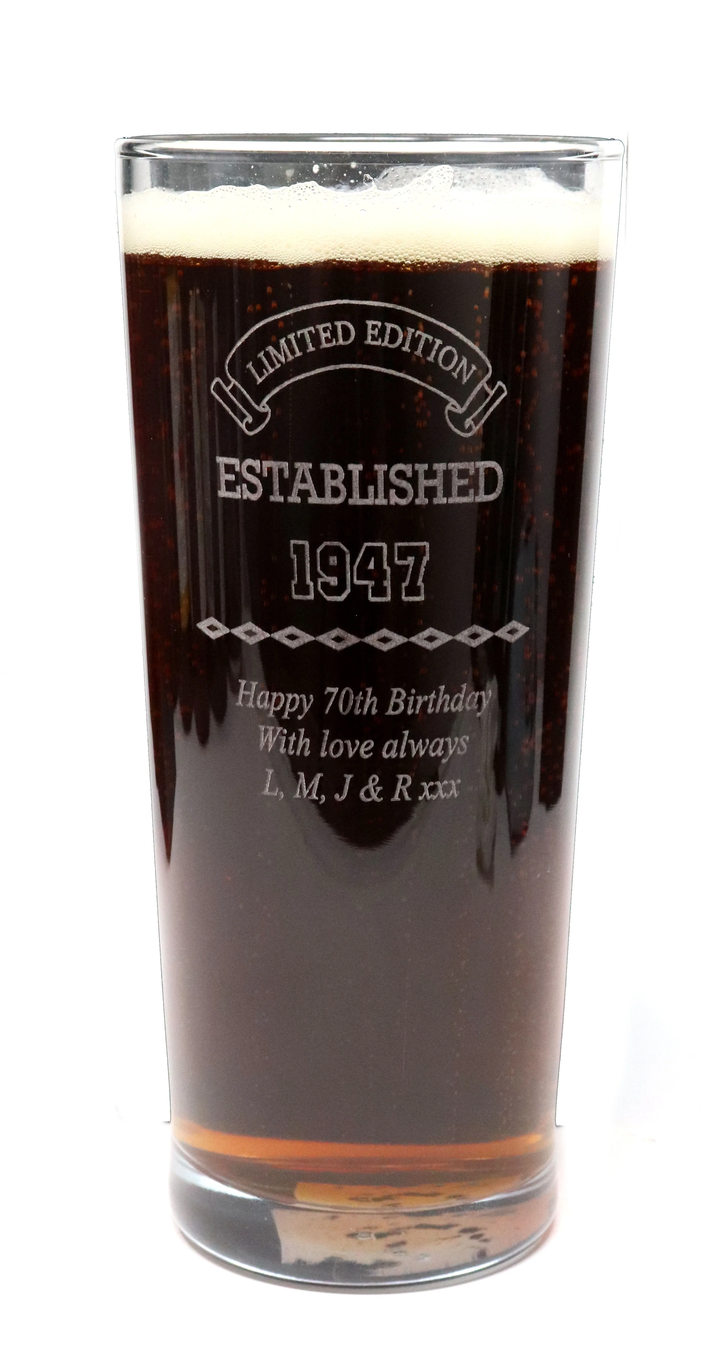 Personalised Engraved Pint Glass - Birthday Established Design - Image 3