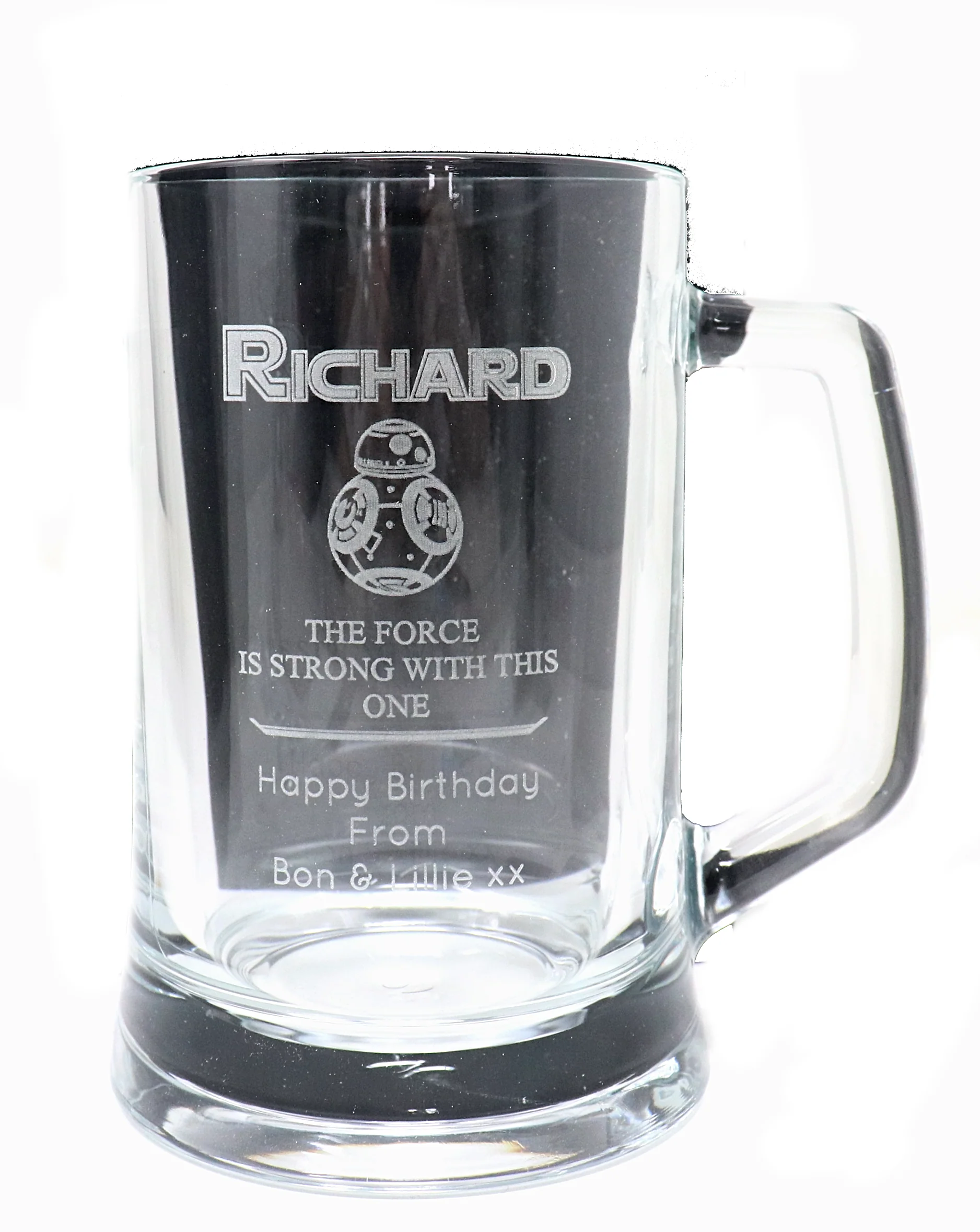 Personalised Pint Glass Tankard - Star Wars BB8 Design - Image 3