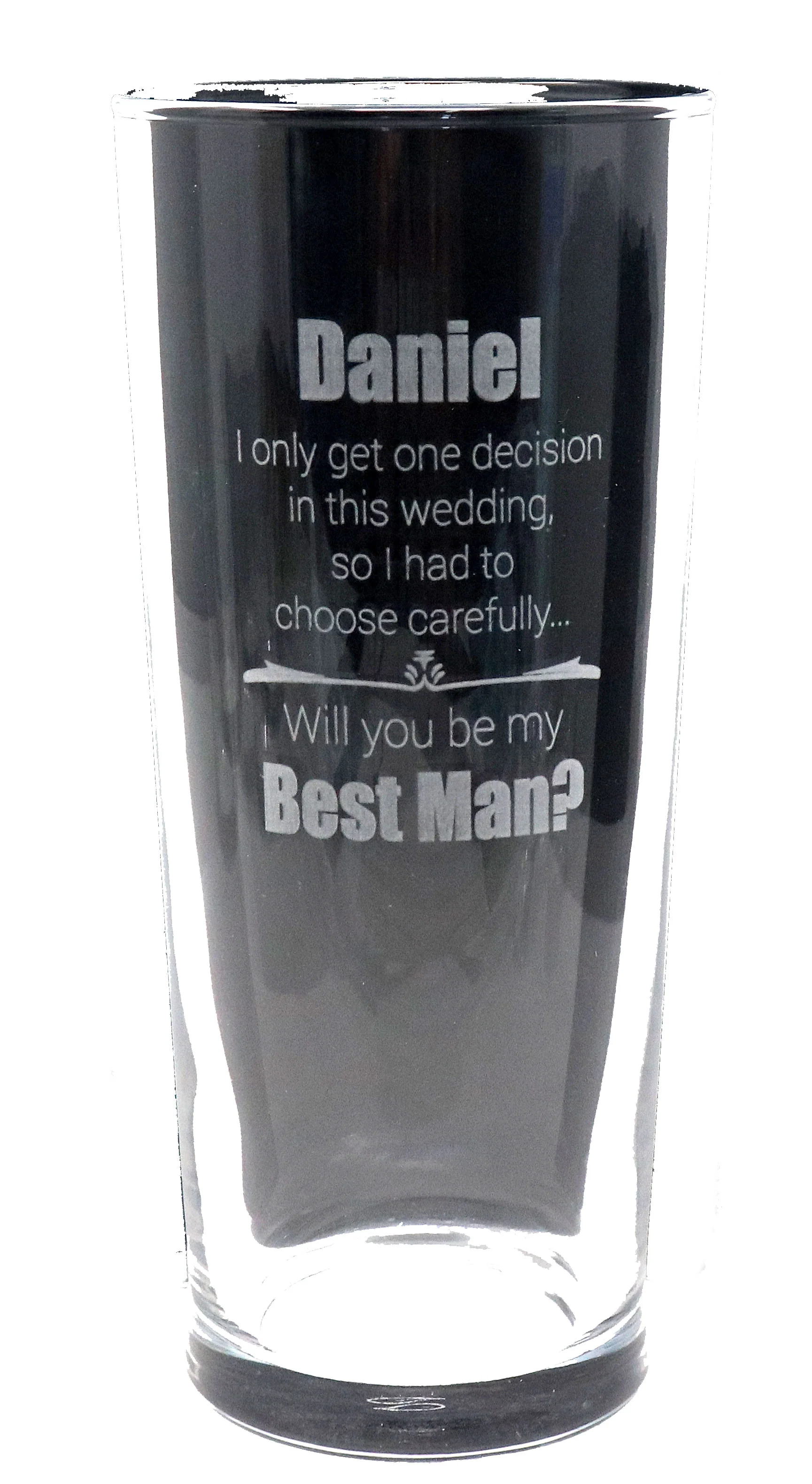 Personalised Pint Glass - Will You By My? Wedding Design - Image 3