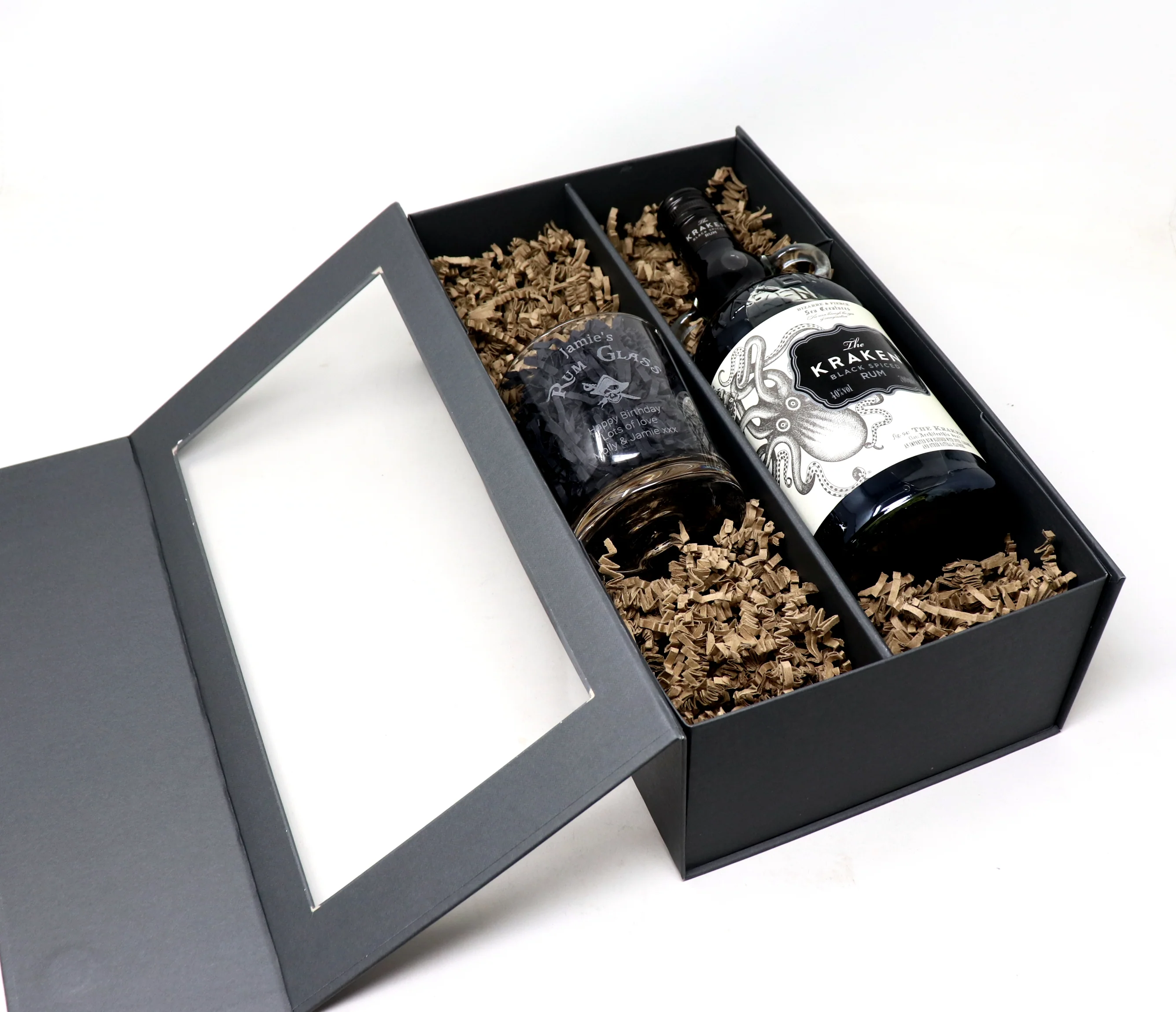Personalised Glass Tumbler & 70cl Kraken Black Spiced - Rum Design - Image 5