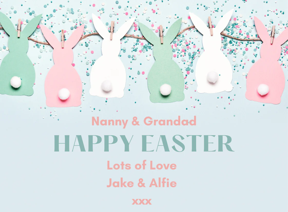 Personalised Prosecco Bottle Label - Easter Rabbits Design - Image 2