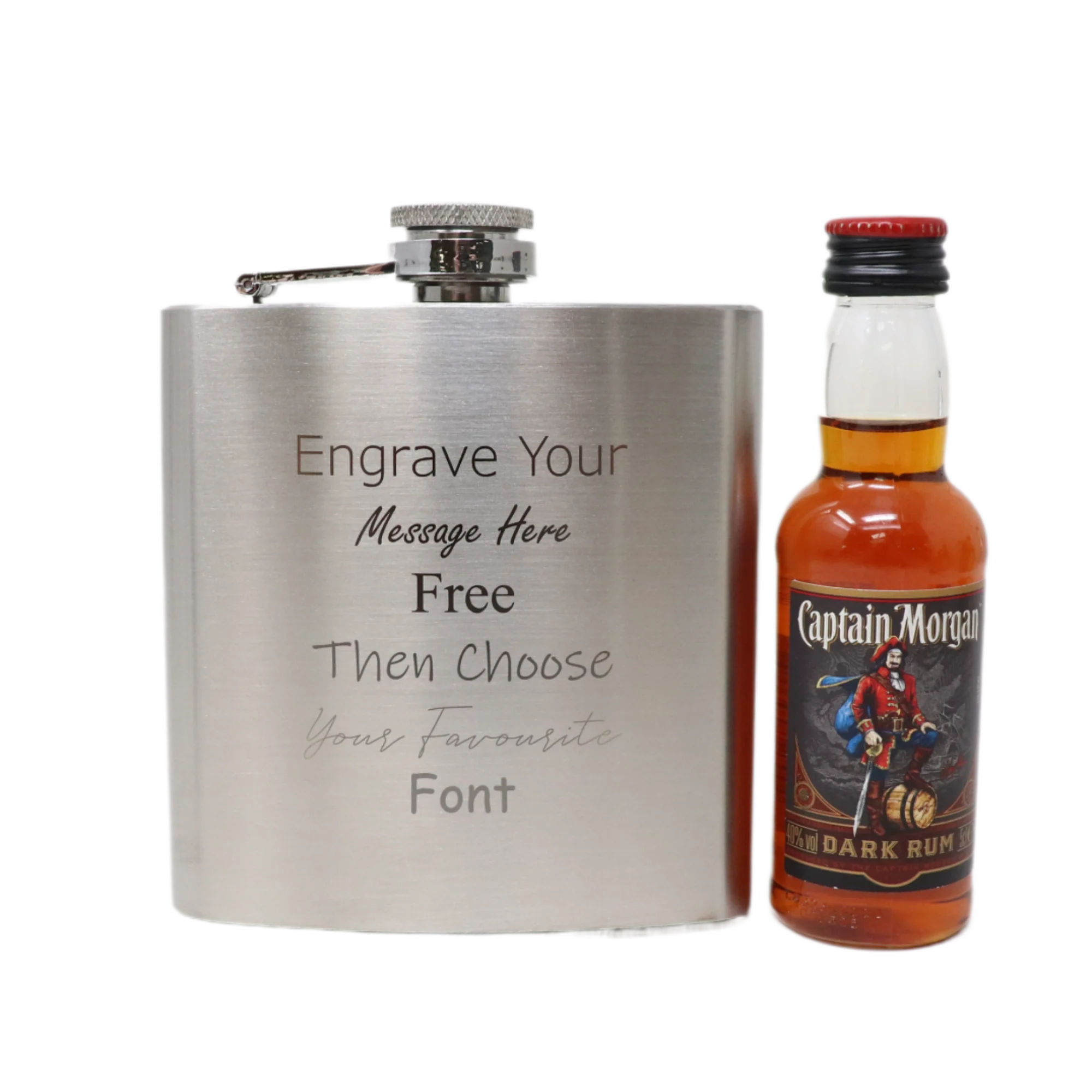 Personalised Engraved Silver Hip Flask & Miniature Alcohol Gift Set - Image 13