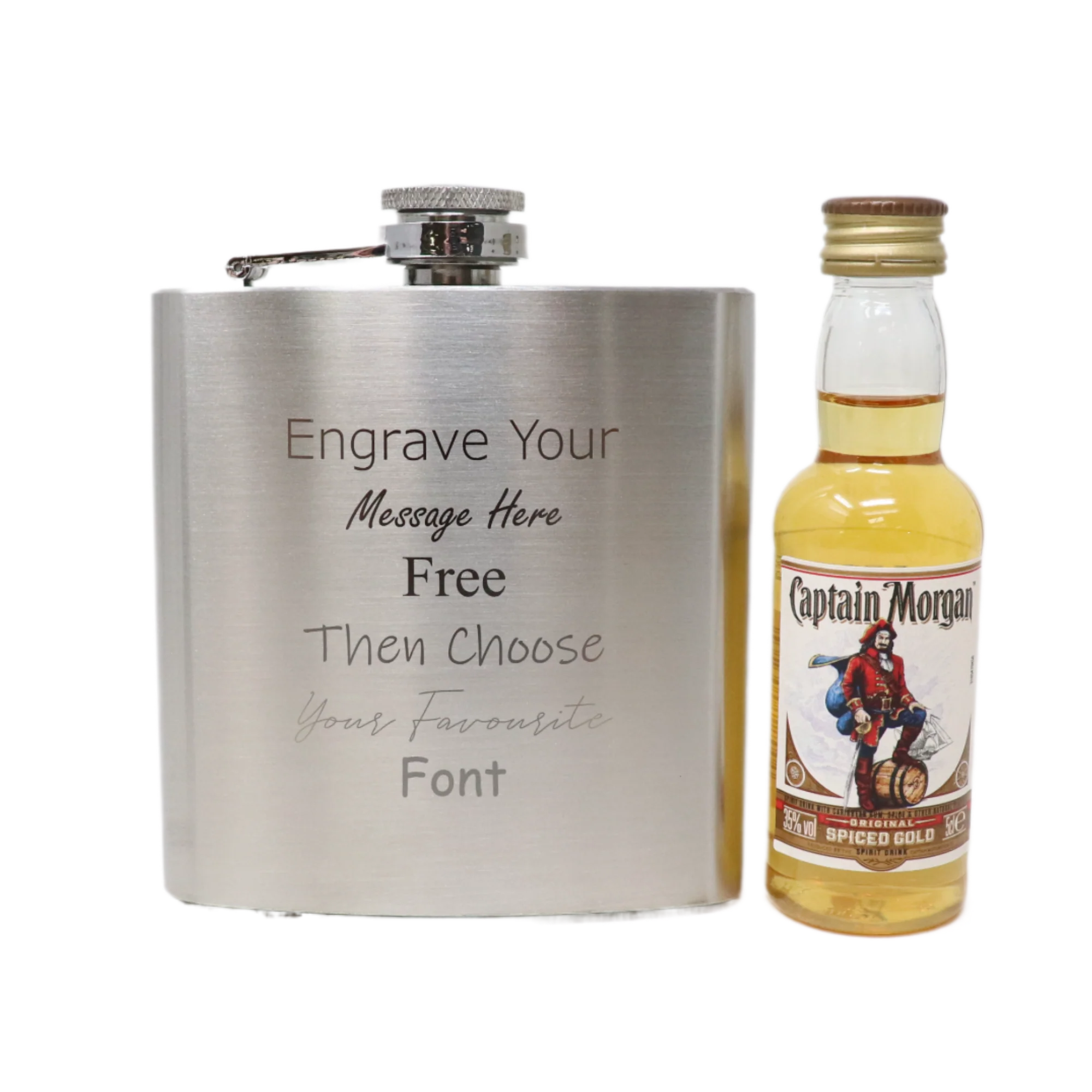 Personalised Engraved Silver Hip Flask & Miniature Alcohol Gift Set - Image 15