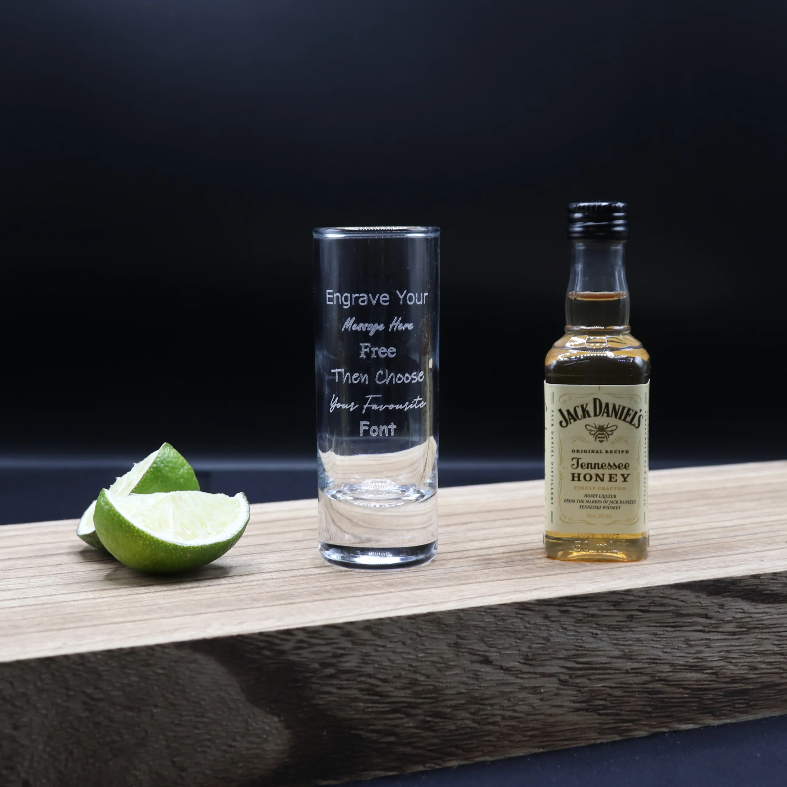 Personalised Tall Shot Glass & Jack Daniels Miniature - Image 3