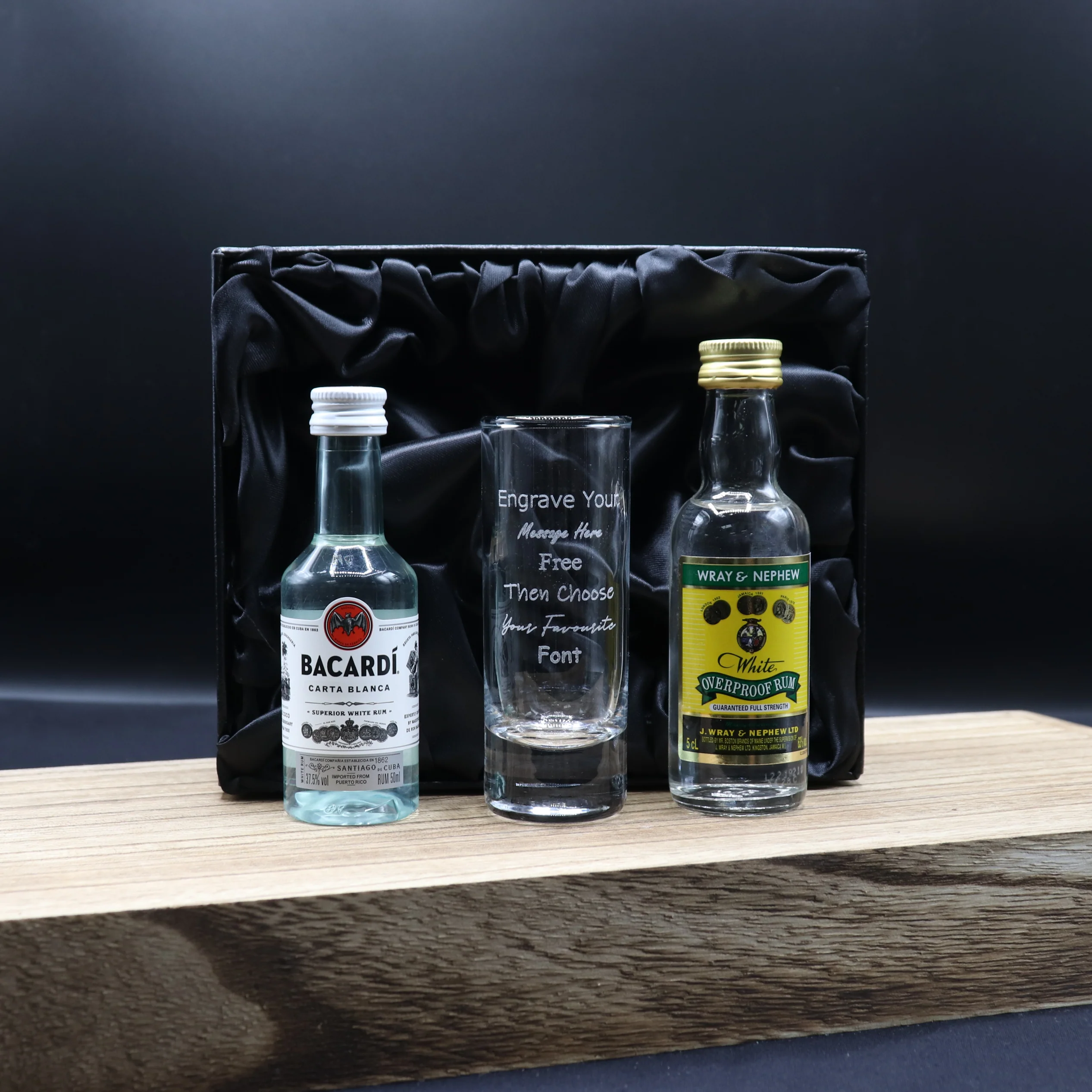 Personalised Tall Shot Glass & Rum Miniature Bottle Gift Set - Image 10