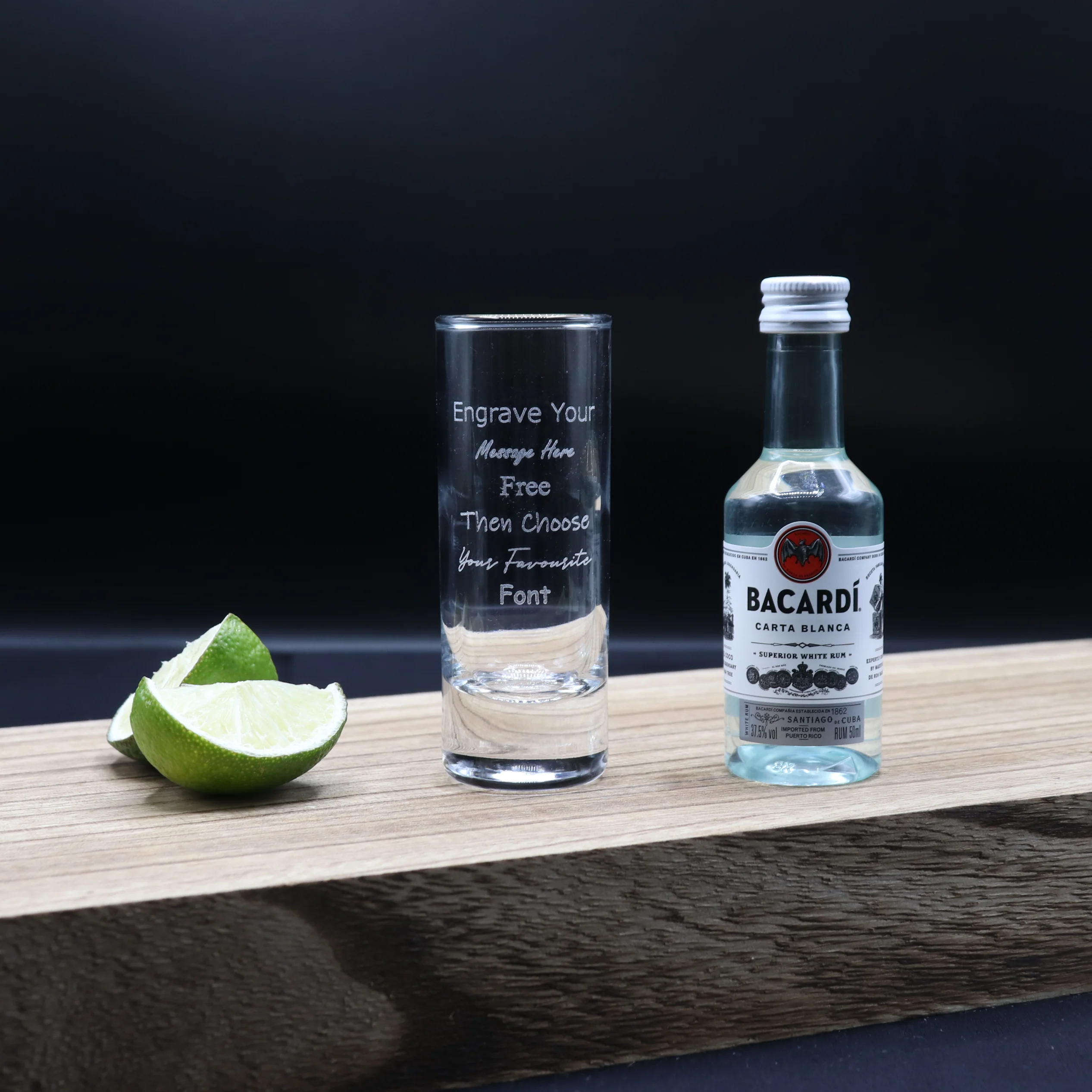 Personalised Tall Shot Glass & Rum Miniature Bottle Gift Set - Image 13