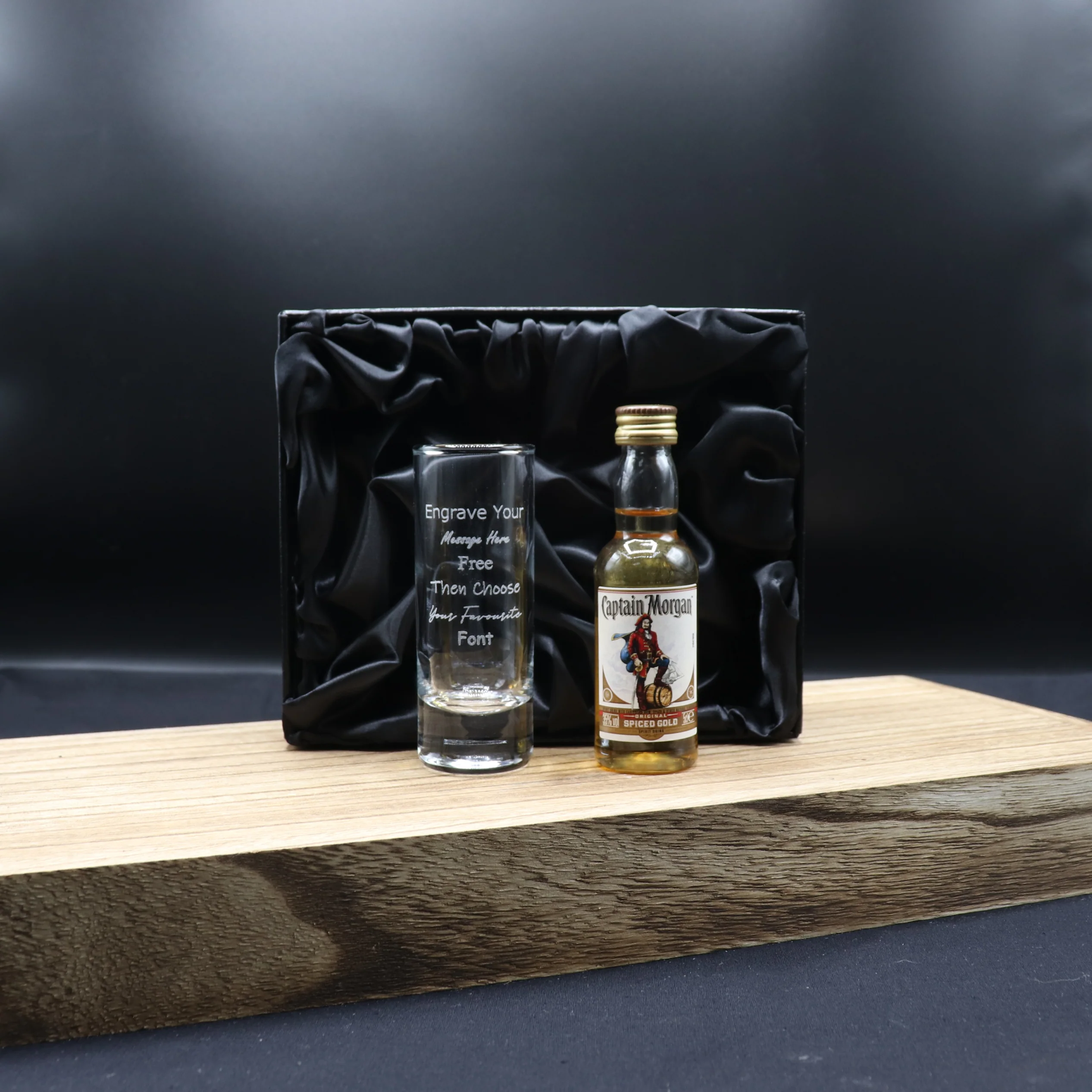 Personalised Tall Shot Glass & Rum Miniature Bottle Gift Set - Image 3