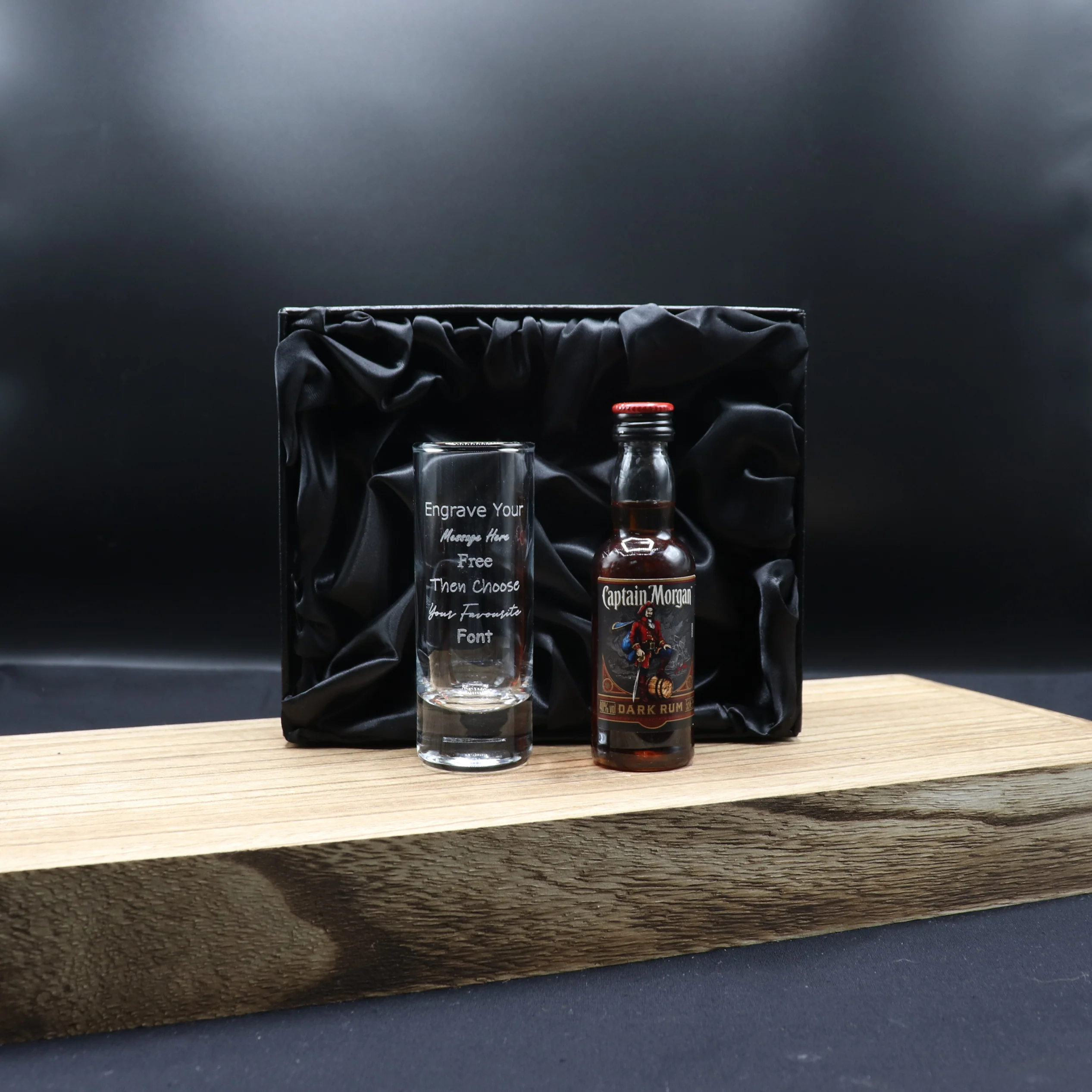 Personalised Tall Shot Glass & Rum Miniature Bottle Gift Set - Image 5
