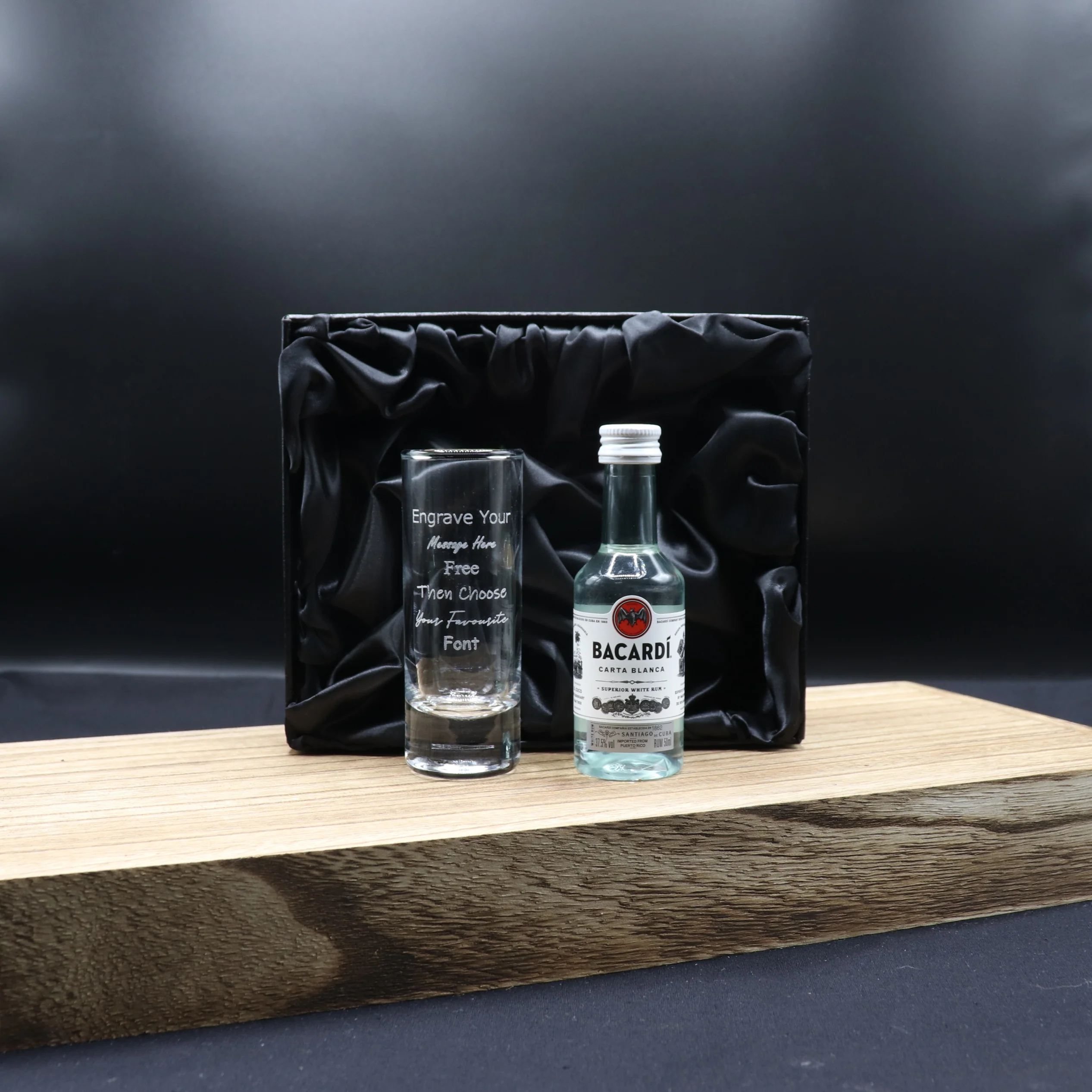 Personalised Tall Shot Glass & Rum Miniature Bottle Gift Set - Image 6
