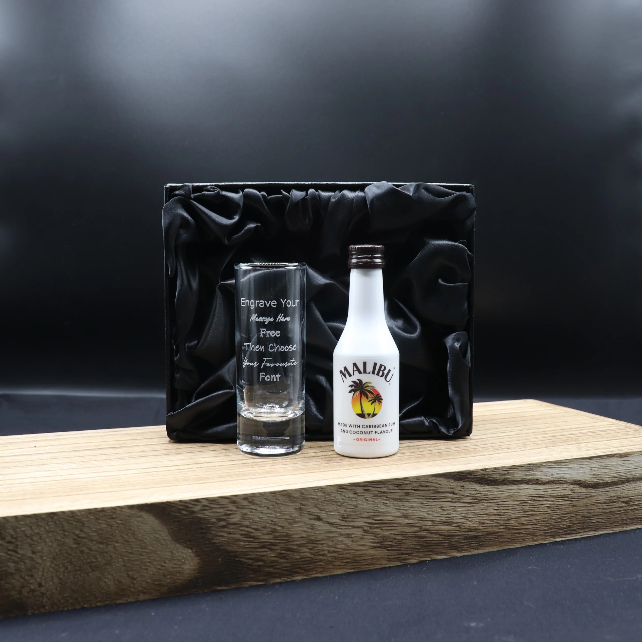 Personalised Tall Shot Glass & Rum Miniature Bottle Gift Set - Image 9