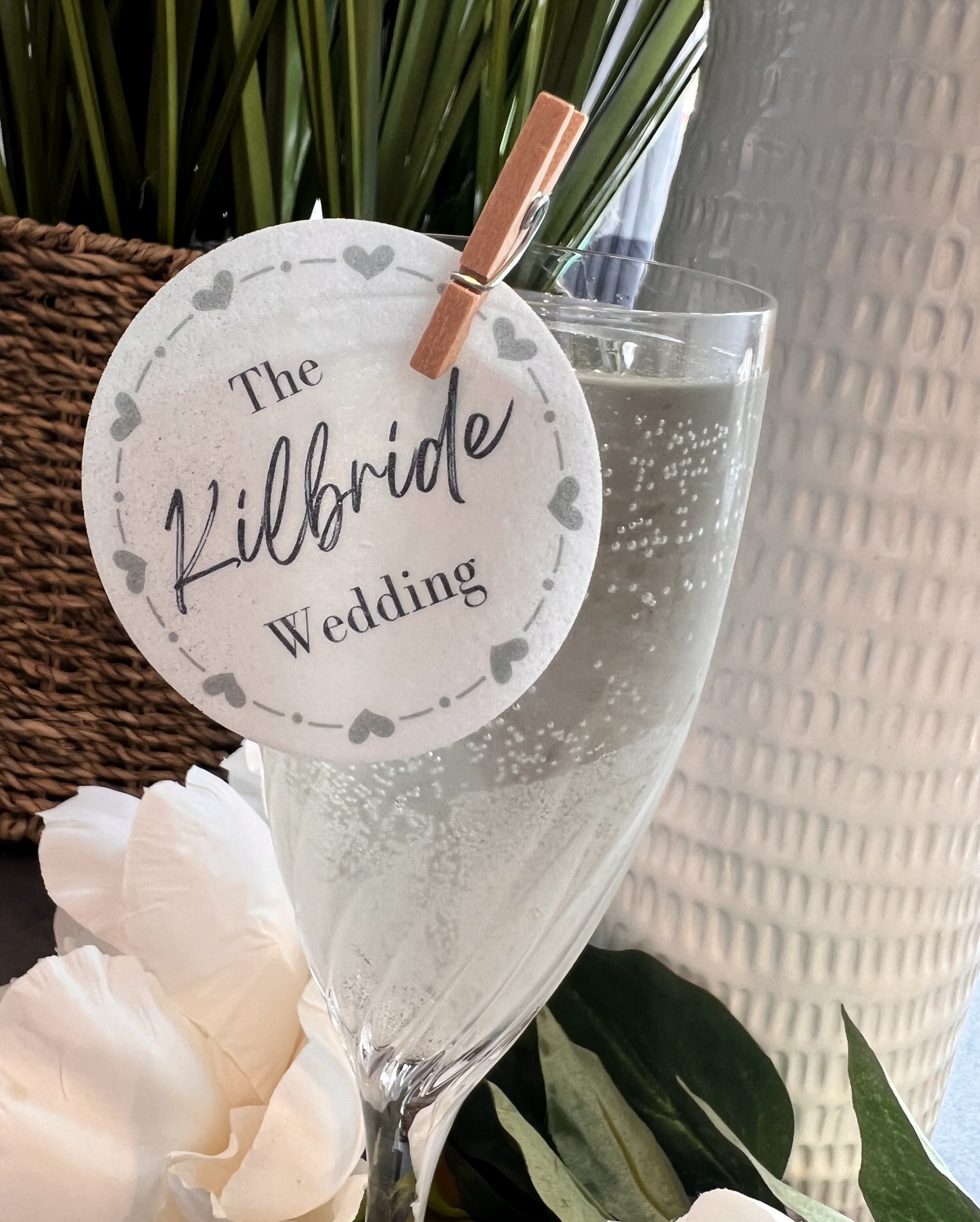 Personalised Wedding Heart Wreath Edible Cocktail Drink Toppers - Image 3