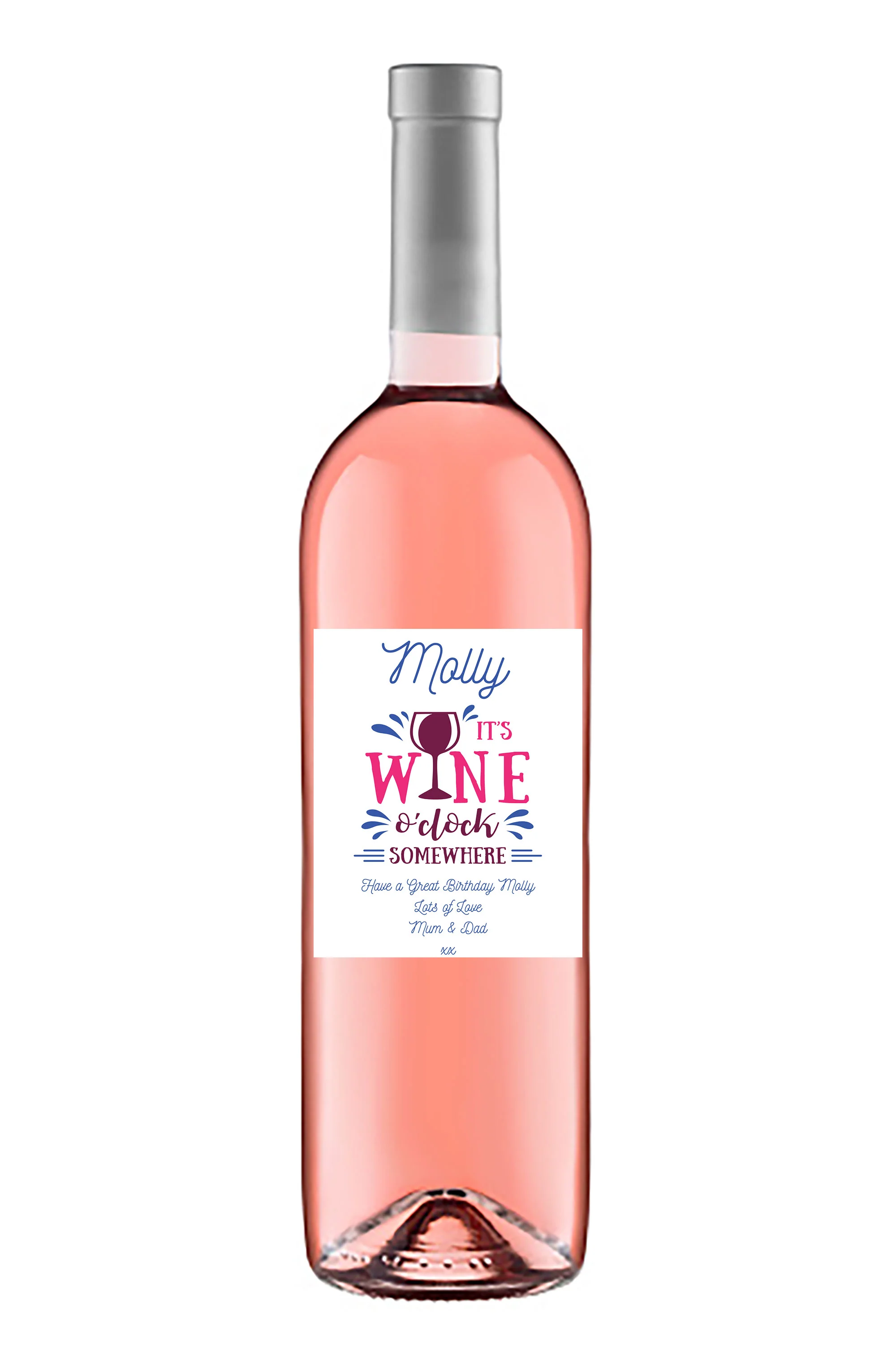 Personalised Wine Bottle Label - Wine O´Clock Design - Image 3